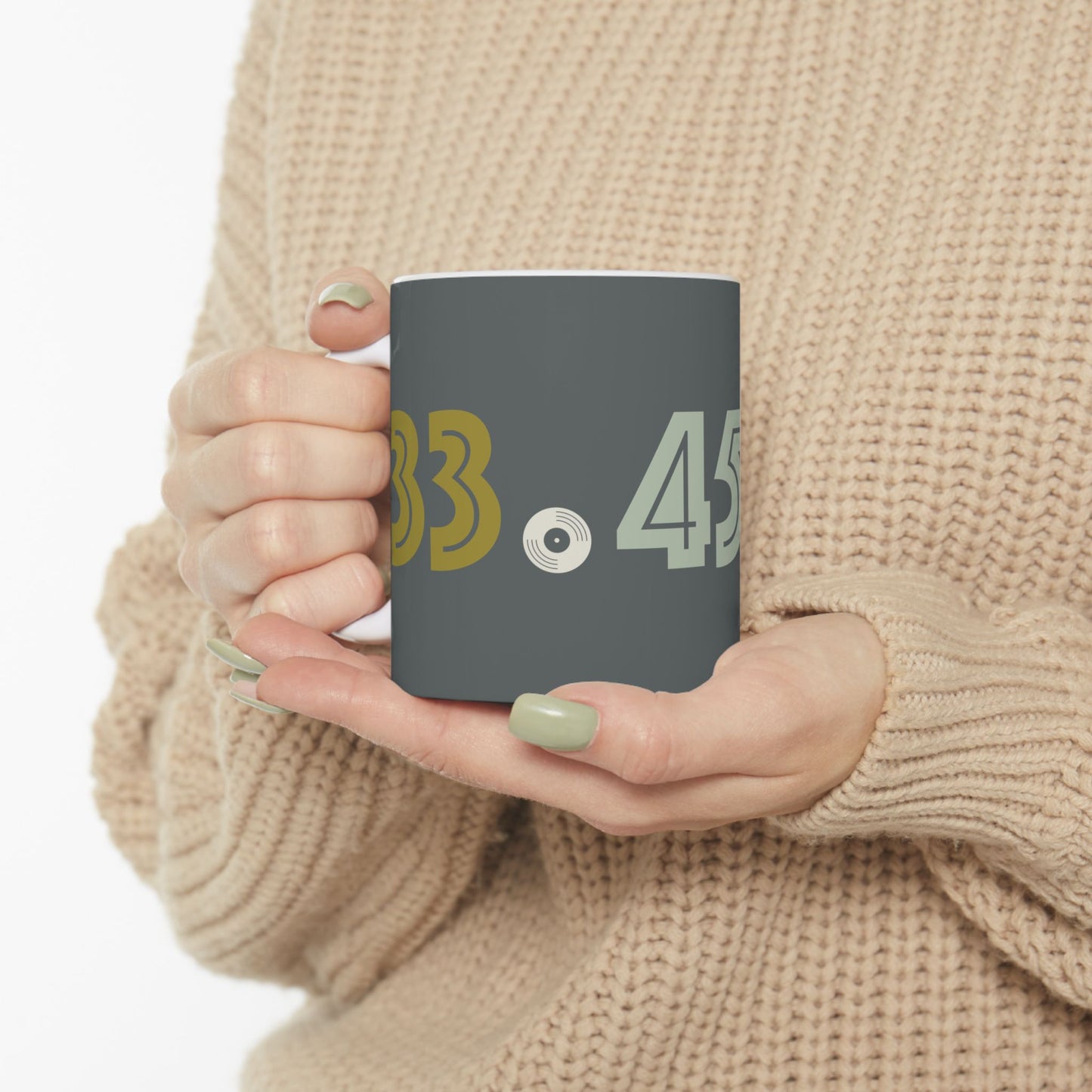 33 - 45 - 78 Ceramic Mug - Unique Coffee Cup for Music Fans