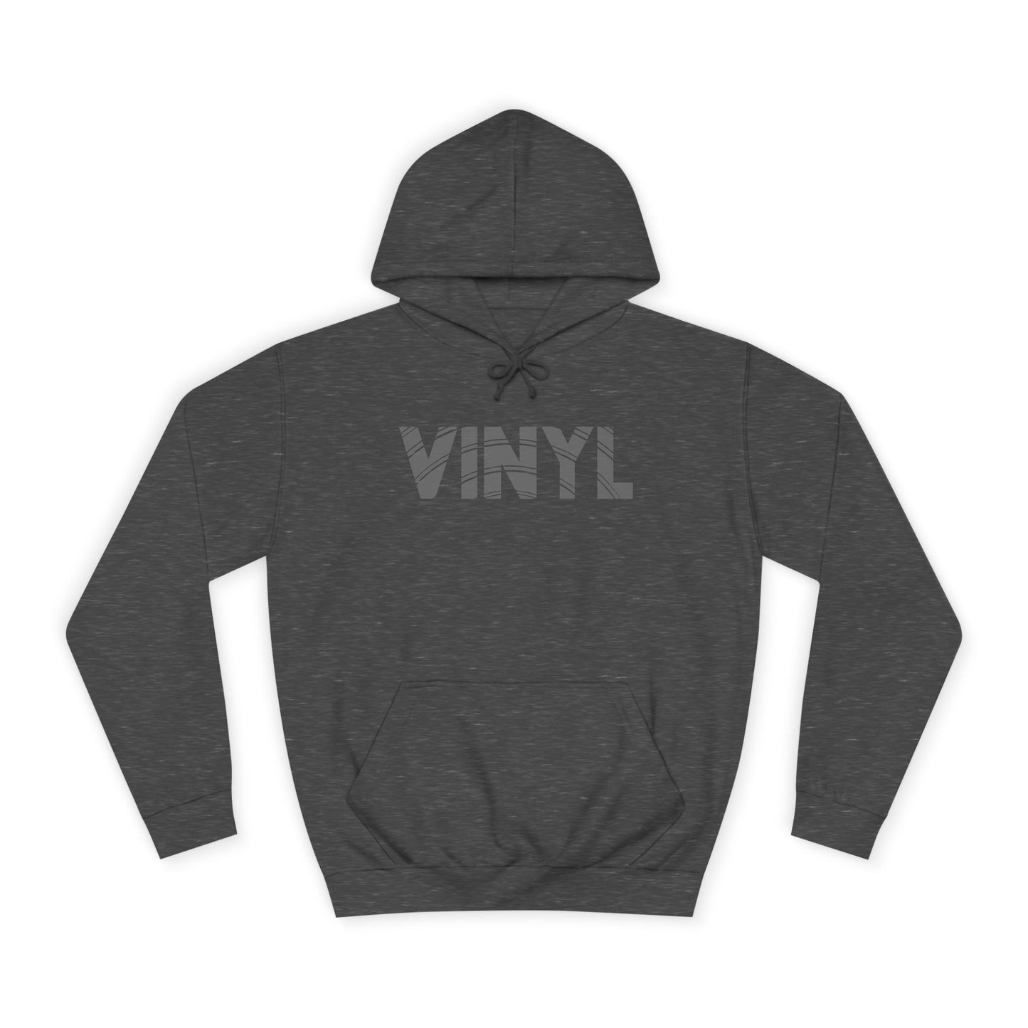 Vinyl Record Unisex College Hoodie - Simple, Elegant "Vinyl" Font Design