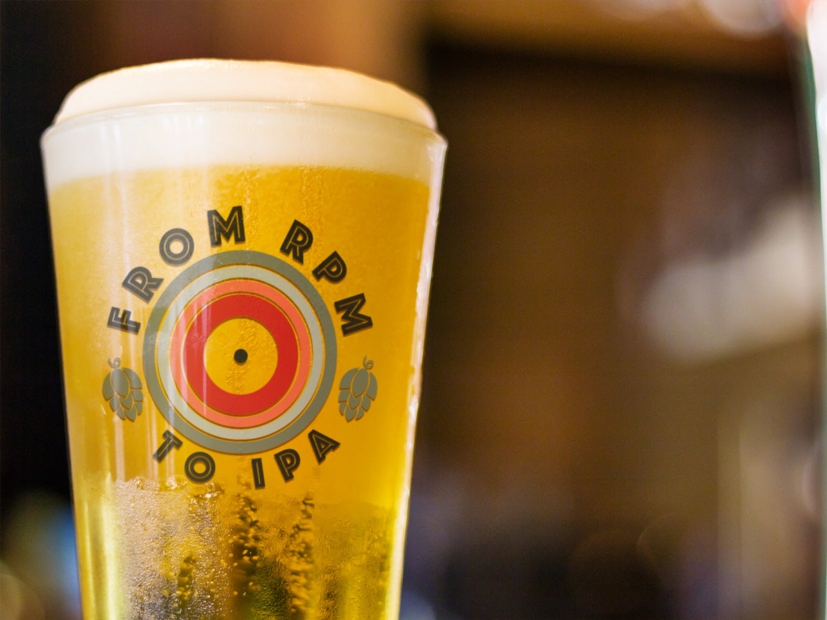 From RPM to IPA Pint Glass – 16oz Beer Glass with Vinyl Record Design