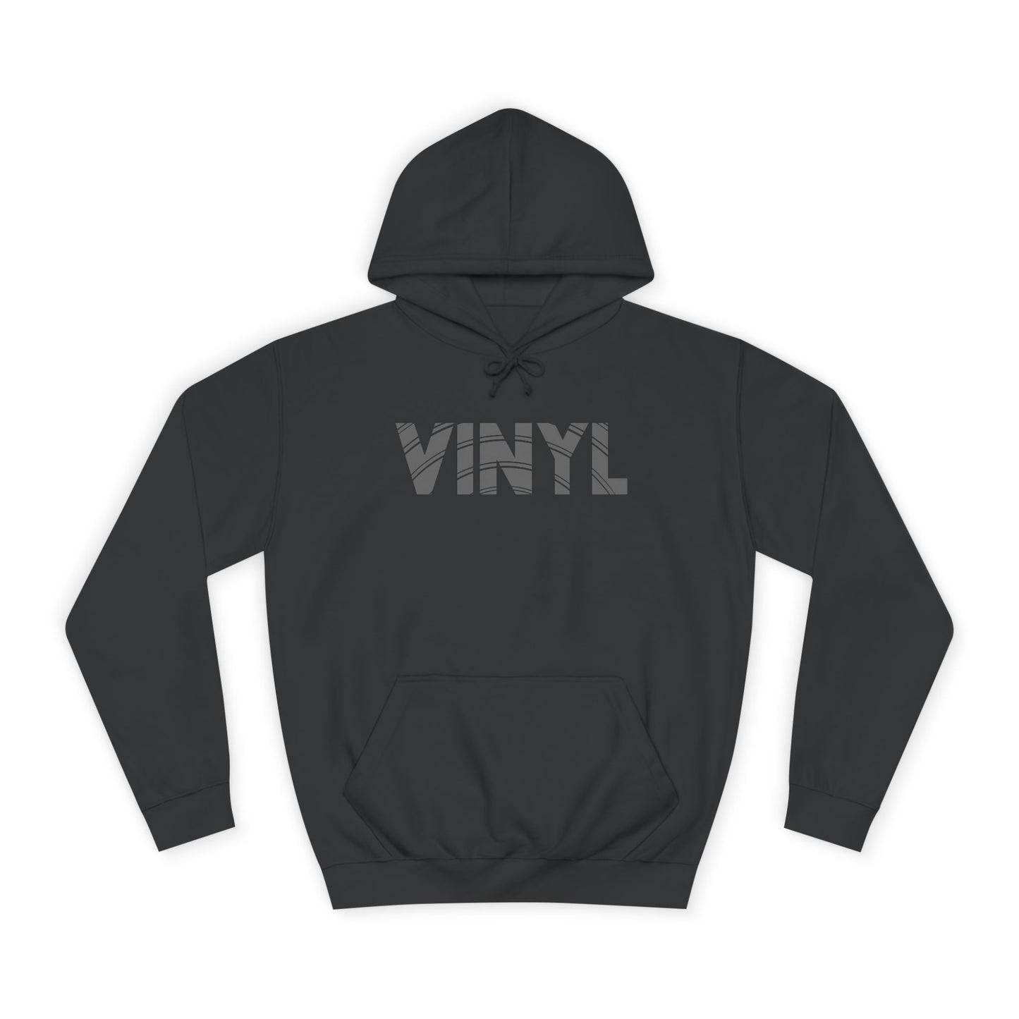 Vinyl Record Unisex College Hoodie - Simple, Elegant "Vinyl" Font Design