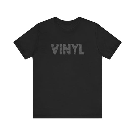 Vinyl Record & Music Lover Unisex T-Shirt - Simple Elegant "Vinyl" Logo
